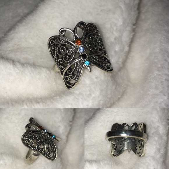 🦋 Cute Handmade Rustic Butterfly Chunky Boho Ring - Picture 2 of 3